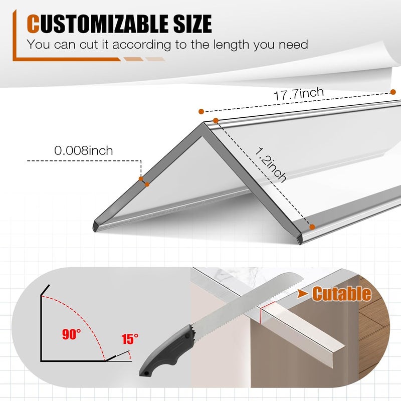 Magicheap 4 Pack Wall Corner Protector, Self Adhesive Corner Protectors for Walls, Easy to Install Edge Guard Strip for Furniture Cabinet Shelf Drywall Baseboard Desk, 17.7in x 1.18in, Clear - Image 2